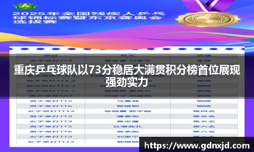 重庆乒乓球队以73分稳居大满贯积分榜首位展现强劲实力